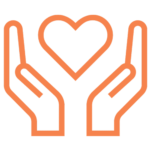 Line drawing of two hands with a heart in the center