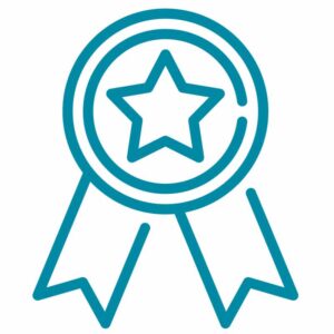 Medal Line drawing of a medal indicating world-class customer service